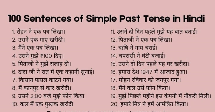 Simple Past Tense in Hindi – परिभाषा, नियम, अनुवाद और उदाहरण simple past tense in hindi