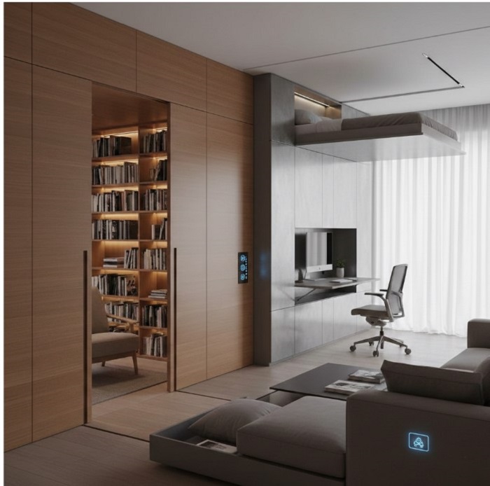 Invisible Storage Architecture Hidden Rooms Sliding Walls and Concealed Furniture Systems Screenshot 1